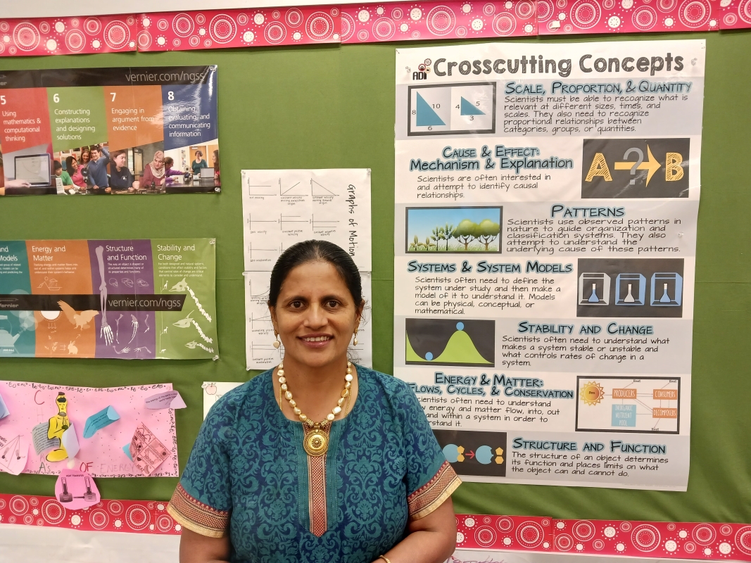 Physics teacher Rajini Sundararaj in her classroom
